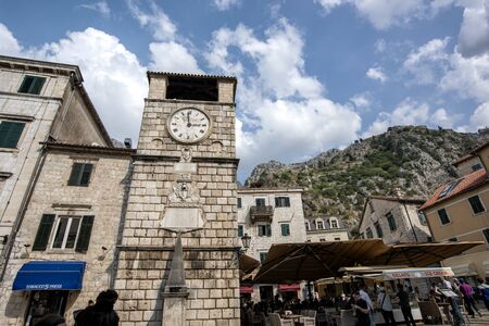 Kotor Montenegro September 2019. Clock tower in the fortress of the old townのeditorial素材