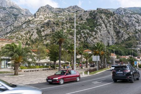 Kotor, Montenegro September 2019. General view of the old fortress wall from the roadのeditorial素材