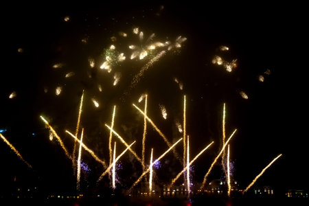 festive fireworks in the night sky.