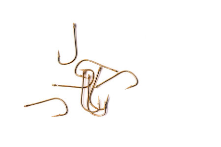 hooks for fishing on a white background