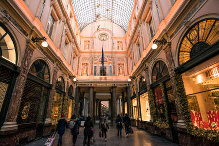 Brussels. Belgium, december 2019. Decorated streets of the city before Christmasのeditorial素材