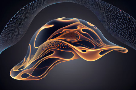 glowing abstract 3d liquid on black background. Generative AI/