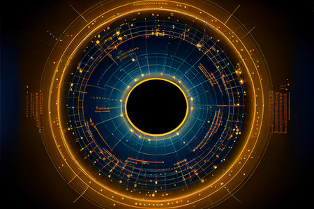 Illustration futuristic infographics circle. interface HUD. Generative AI.