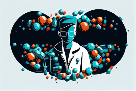 abstract logo doctor and pills. Generative AI.