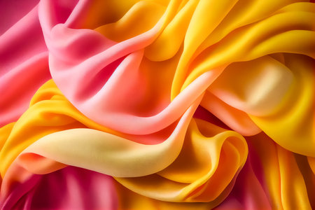 background of yellow and pink chiffon fabric. Generative AI, Generative, AI.