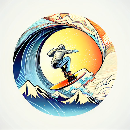 beautiful snowboarder logo emblem on white background. Generative AI, Generative, AI.の写真素材