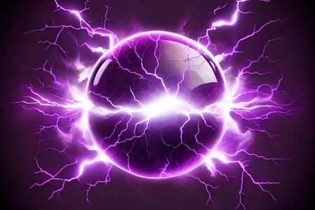 electric purple ball. ball lightning. Generative AI.の写真素材