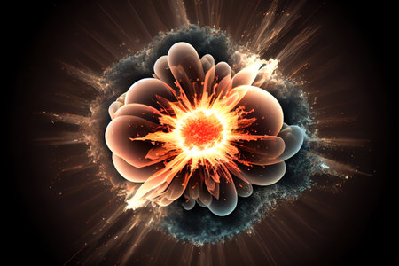 nuclear reaction. atomic particle explosions illustration. Generative AI.の写真素材