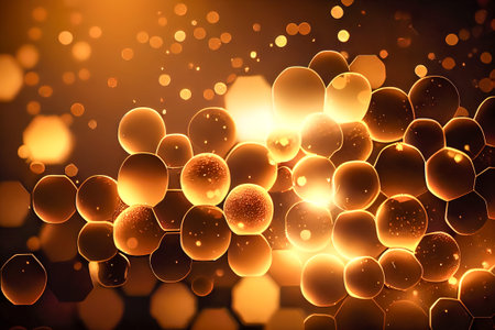 Abstract golden hexagons background. honeycomb. Generative AI.