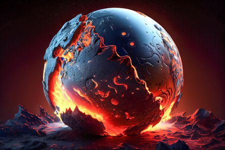 abstract illustration. planet formation. hot plasma planet. Generative AI.の写真素材