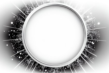 round shiny frame on black background. Generative AI.の写真素材