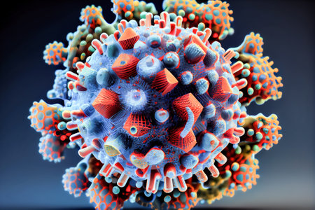 virus 3d illustration. macro shot. Generative AI.の写真素材