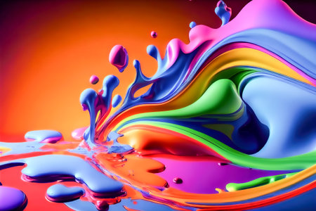 abstract background from the movement of the rainbow of oil paints. Generative AI.