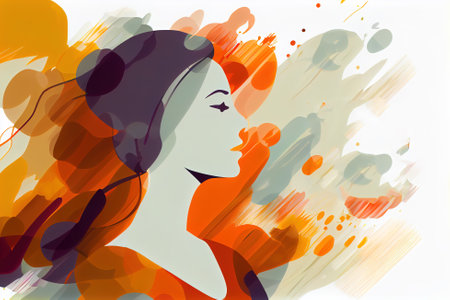 watercolor drawing of a woman. postcard international women's day. Generative AI, Generative, AI.の写真素材