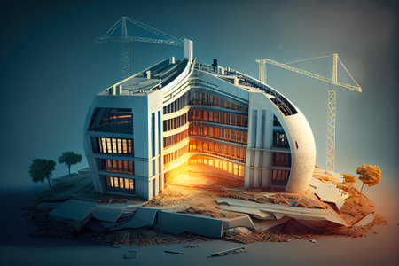 futuristic building under construction. Generative AI, Generative, AI.の写真素材