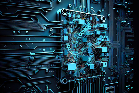 Futuristic digital computer board. Generative AI, Generative, AI.