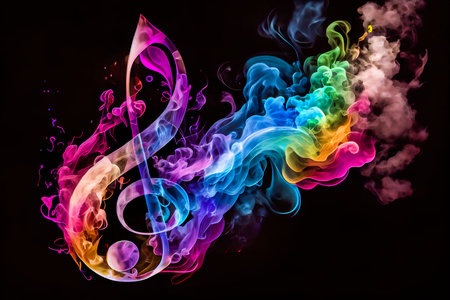 colorful smoke in the form of musical notes. Generative AI, Generative, AI.