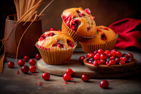 Cranberry muffins. Generative AI, Generative, AI.の写真素材