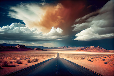 road leading into the distance. Generative AI, Generative, AI.