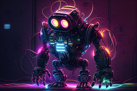 robot in neon colors. Generative AI, Generative, AI.