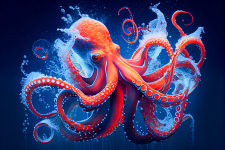 Giant octopus in the sea. Generative AI, Generative, AI.