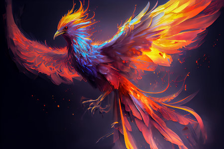 phoenix bird in fiery rays. Generative AI, Generative, AI.