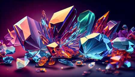 Abstract 3d glowing colorful crystals. Generative AI, Generative, AI.の素材