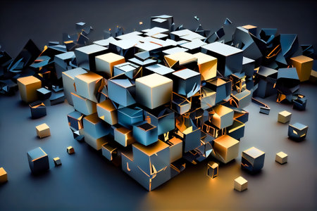 Abstract futuristic cubes shape background 3d. Generative AI, Generative, AI.の素材
