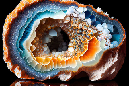 Macro shot of a section of an agate gemstone.の素材