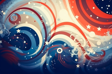 Abstract background with stars and stripes. Generative AI.の素材