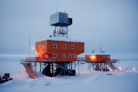 arctic explorer station. Generative AI.の素材