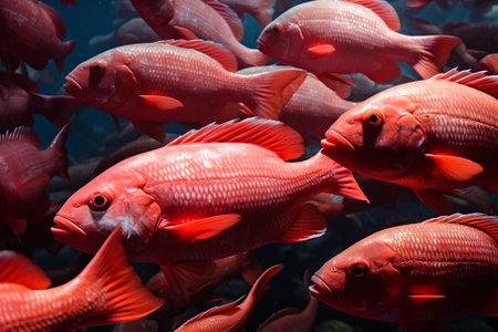 Beautiful red fish in the sea. Generative AI.の素材