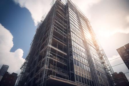 skyscraper construction. Generative AI.の素材