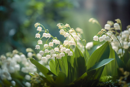 lilies of the valley close-up. Generative AI.の素材