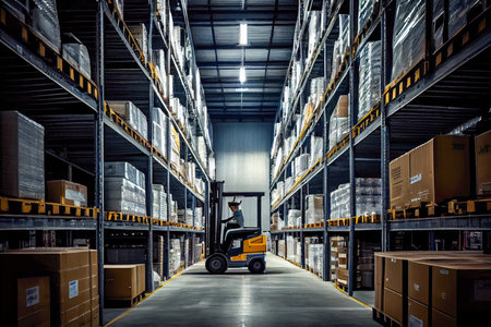 large logistics warehouse. Generative AI.の素材