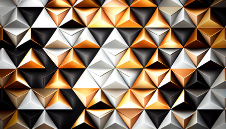 background of gold and white 3d triangles. Generative AI, Generative, AI.の素材