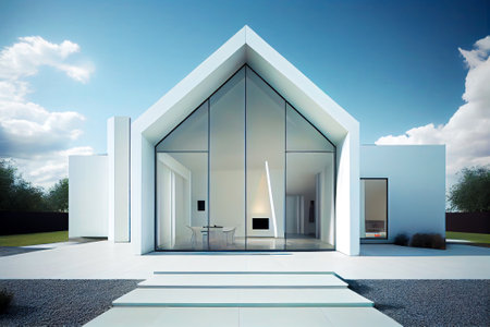 Modern in the architecture of a private house. Generative AI, Generative, AI.の素材
