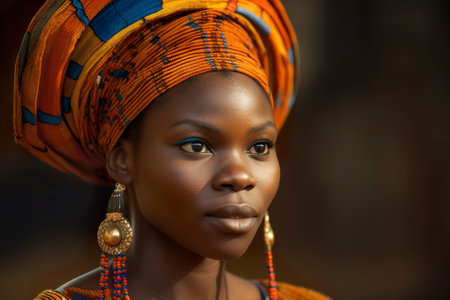 Portrait of a young beautiful African woman. Generative AI.の素材