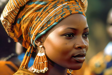 Portrait of a young beautiful African woman. Generative AI.の素材