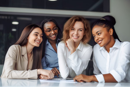 Diverse group of friends having fun together in the park. Multiethnic group of people bonding outdoors. Generative AI.の素材