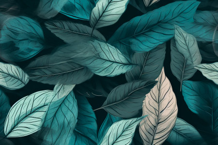 tropical leaves. tile. seamless abstract background. Generative AI.の素材