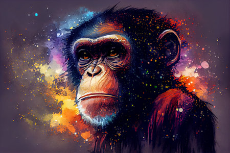 monkey portrait illustration. Generative AI, Generative, AI.の素材