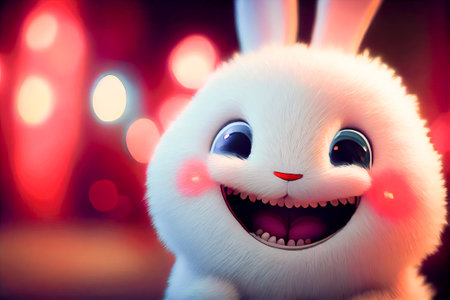 funny rabbit with big eyes. Generative AI, Generative, AI.の素材