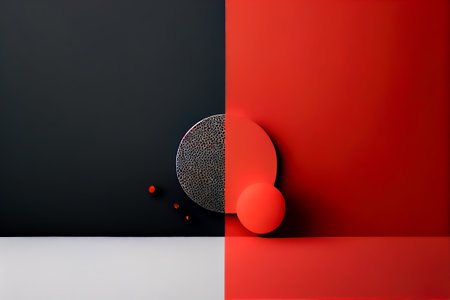 geometric art background black and red color. Generative AI, Generative, AI.の素材