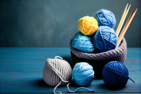 colorful balls of thread for knitting. Generative AI, Generative, AI.の素材