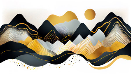 illustration mountain minimalist landscape. Generative AI, Generative, AI.の素材