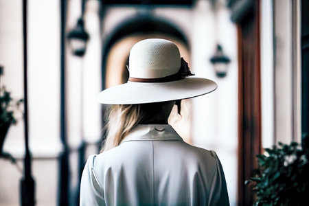 girl in a white hat view from the back. Generative AI, Generative, AI.の素材