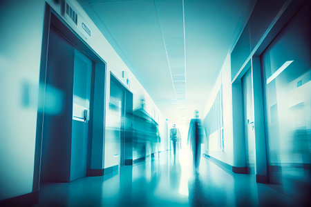 hospital corridor in blur. Generative AI, Generative, AI.の素材