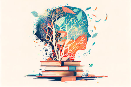 abstraction minimalism book and man. the acquisition of knowledge. Generative AI, Generative, AI.の素材