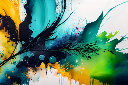 Colorful paint mix in water. Colorful abstract background for design. Generative AI.の素材